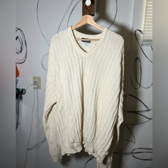 Other - Megalos Cream Men’s V-Neck Sweater, 100% Cotton, Large+Tall